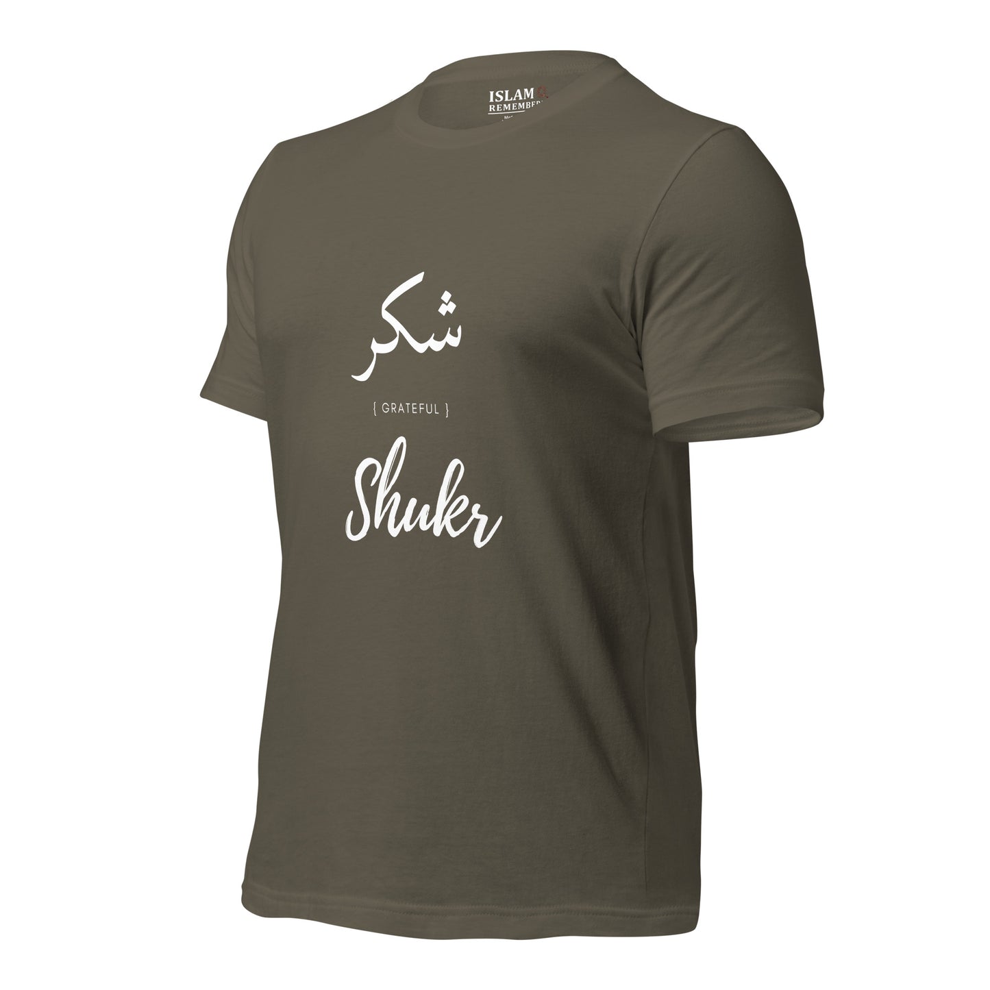 ADULT T-Shirt - SHUKR (GRATEFUL) Arabic/English - White