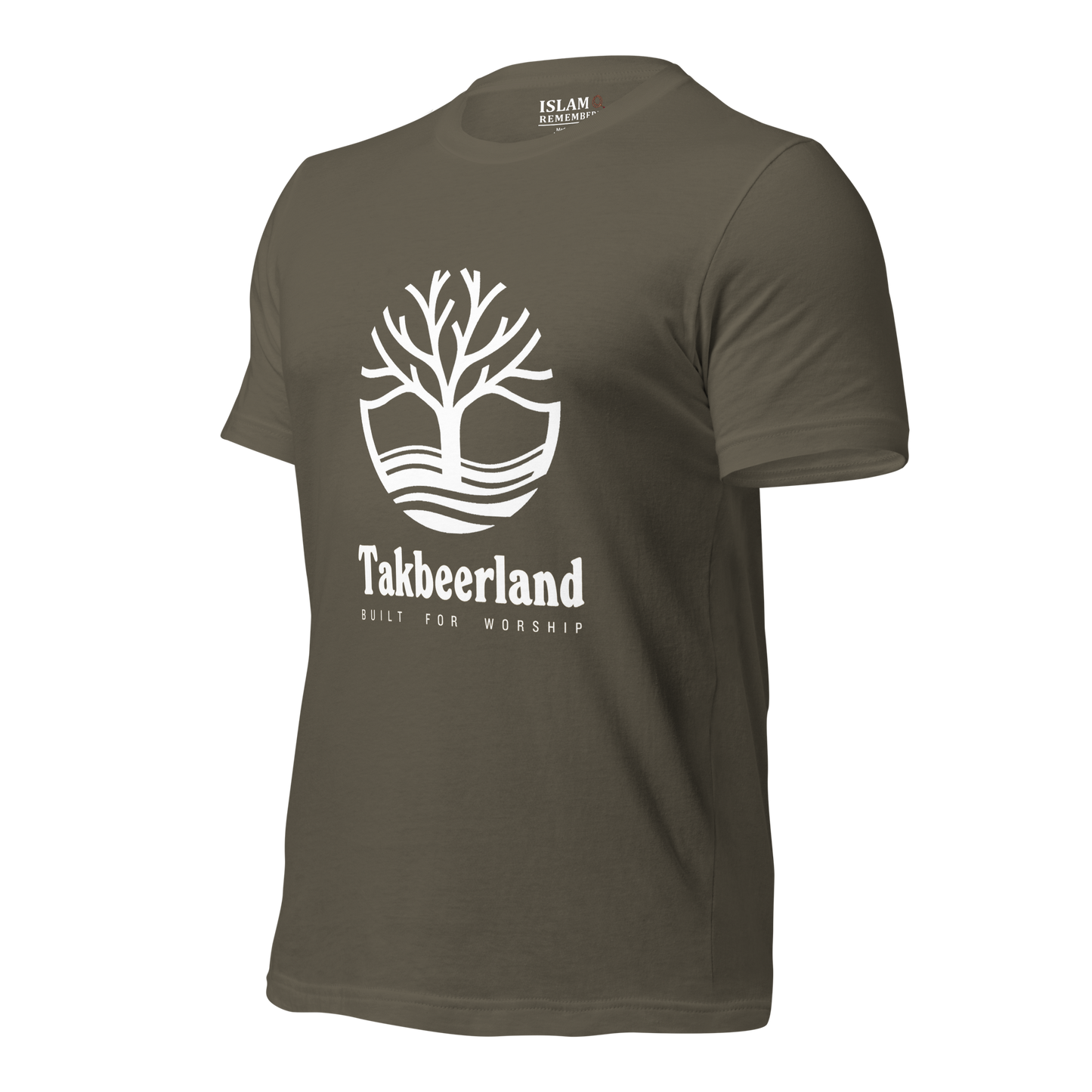 ADULT T-Shirt - TAKBEERLAND FULL LOGO (Centered/Large) - White