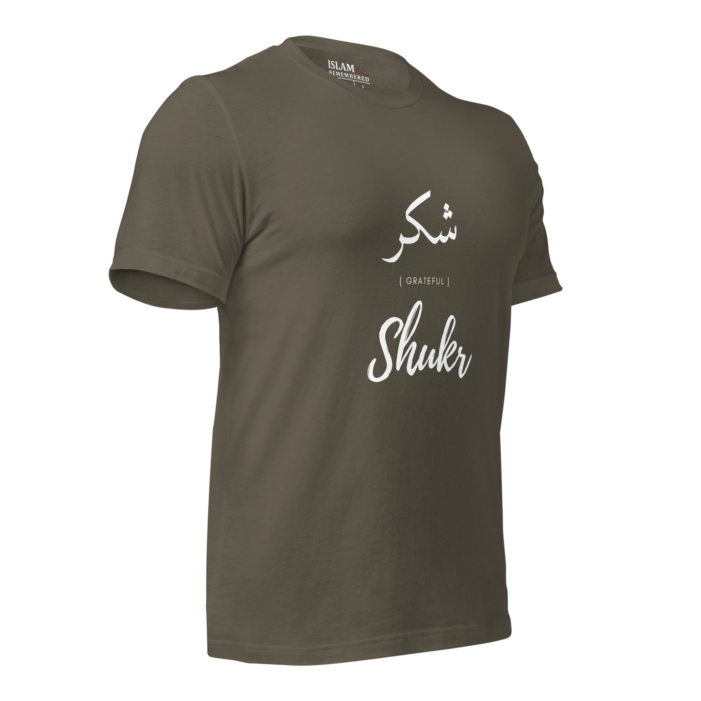 ADULT T-Shirt - SHUKR (GRATEFUL) Arabic/English - White