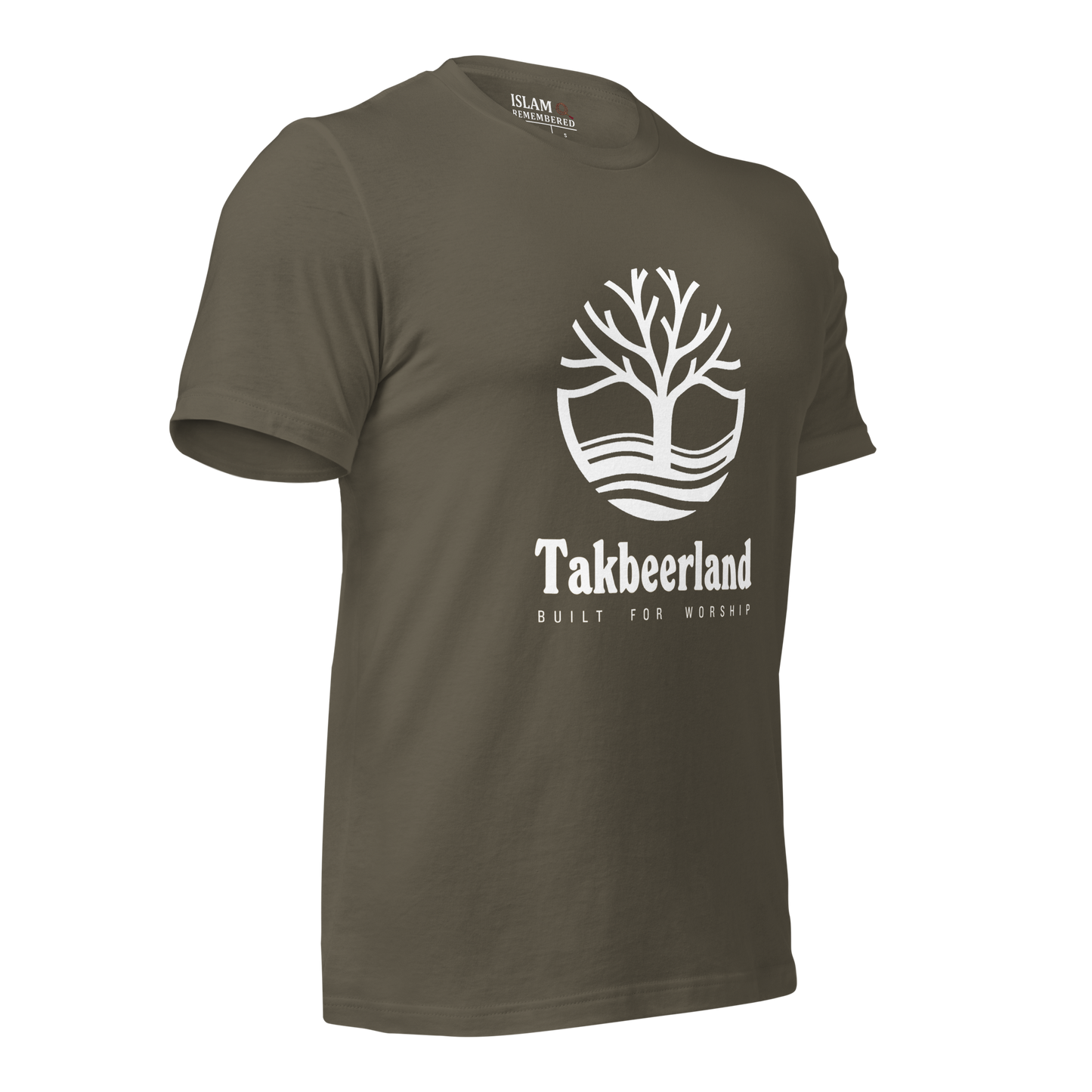 ADULT T-Shirt - TAKBEERLAND FULL LOGO (Centered/Large) - White