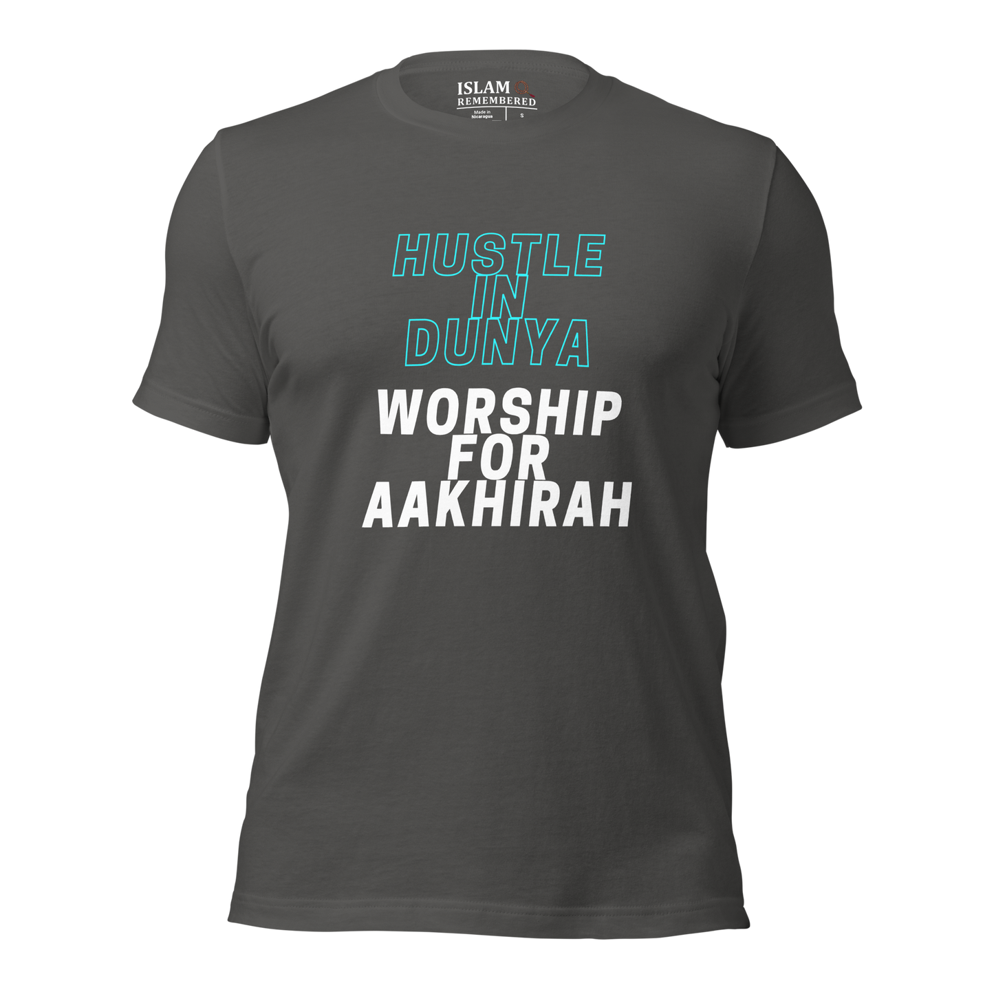 ADULT T-Shirt - HUSTLE & WORSHIP - Blue/White