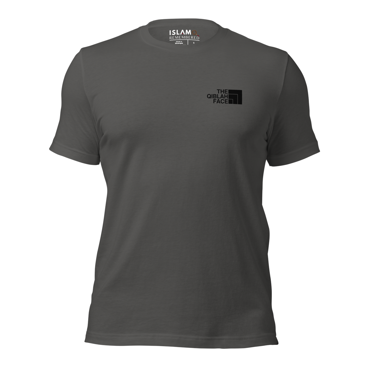 ADULT T-Shirt - THE QIBLAH FACE (Never Stop Praying - Back Logo) - Black