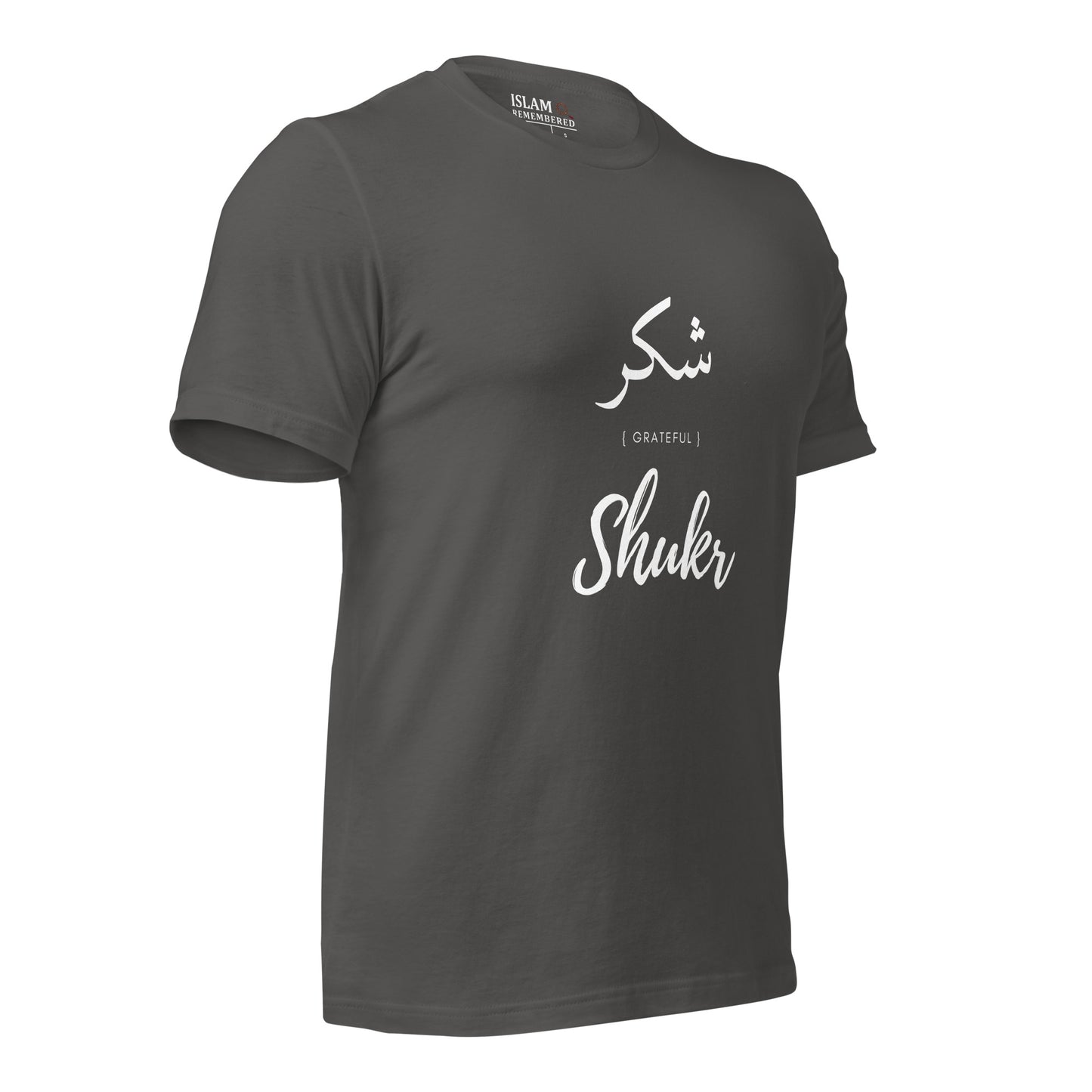 ADULT T-Shirt - SHUKR (GRATEFUL) Arabic/English - White