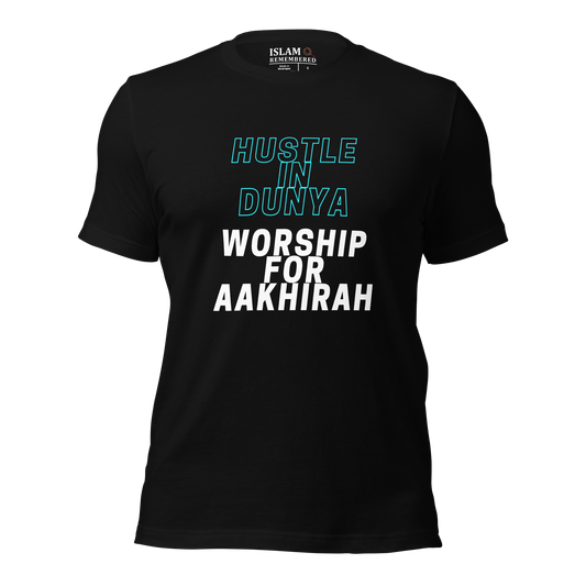 ADULT T-Shirt - HUSTLE & WORSHIP - Blue/White