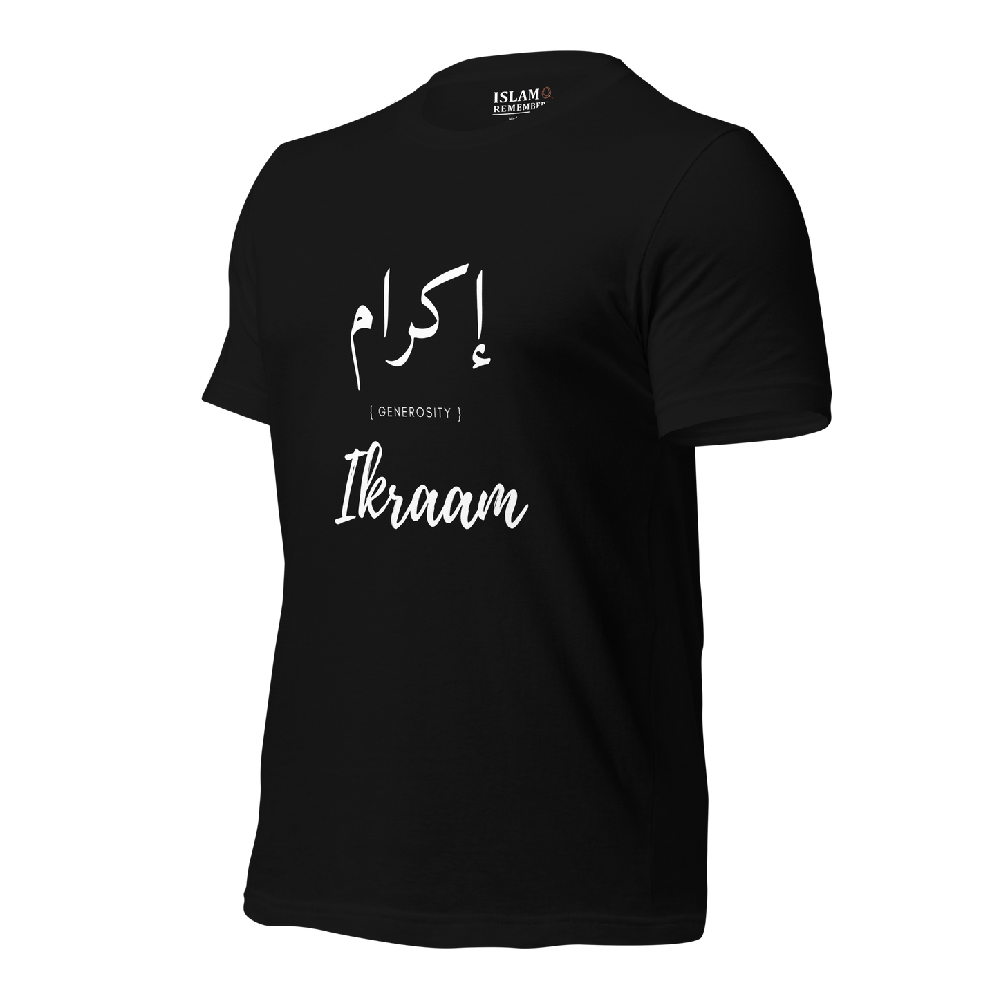 ADULT T-Shirt - IKRAAM (GENEROSITY) Arabic/English - White