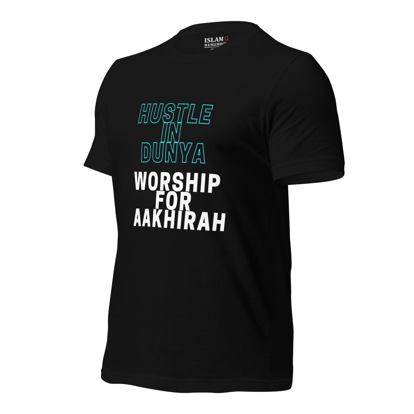 ADULT T-Shirt - HUSTLE & WORSHIP - Blue/White