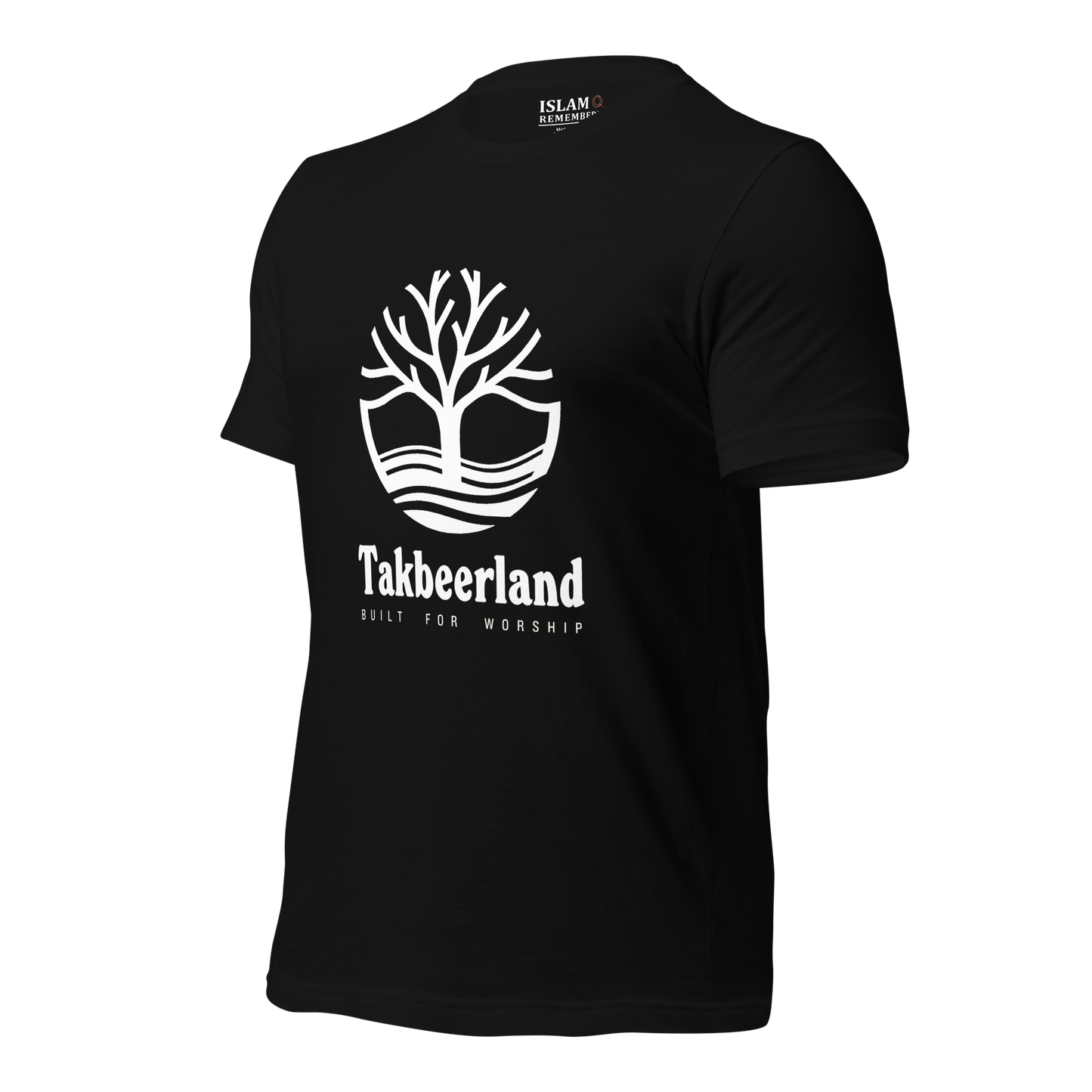 ADULT T-Shirt - TAKBEERLAND FULL LOGO (Centered/Large) - White
