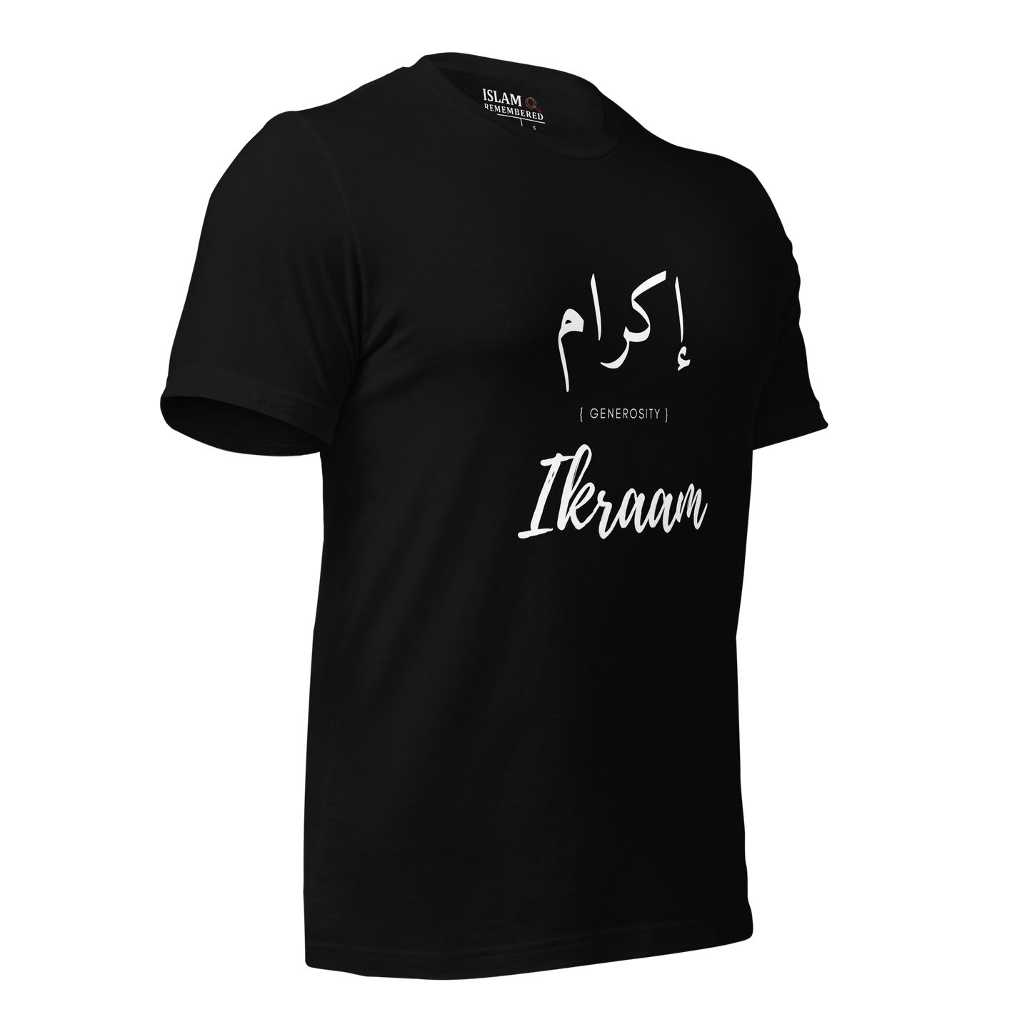 ADULT T-Shirt - IKRAAM (GENEROSITY) Arabic/English - White