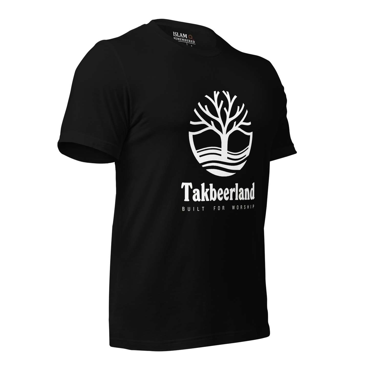 ADULT T-Shirt - TAKBEERLAND FULL LOGO (Centered/Large) - White