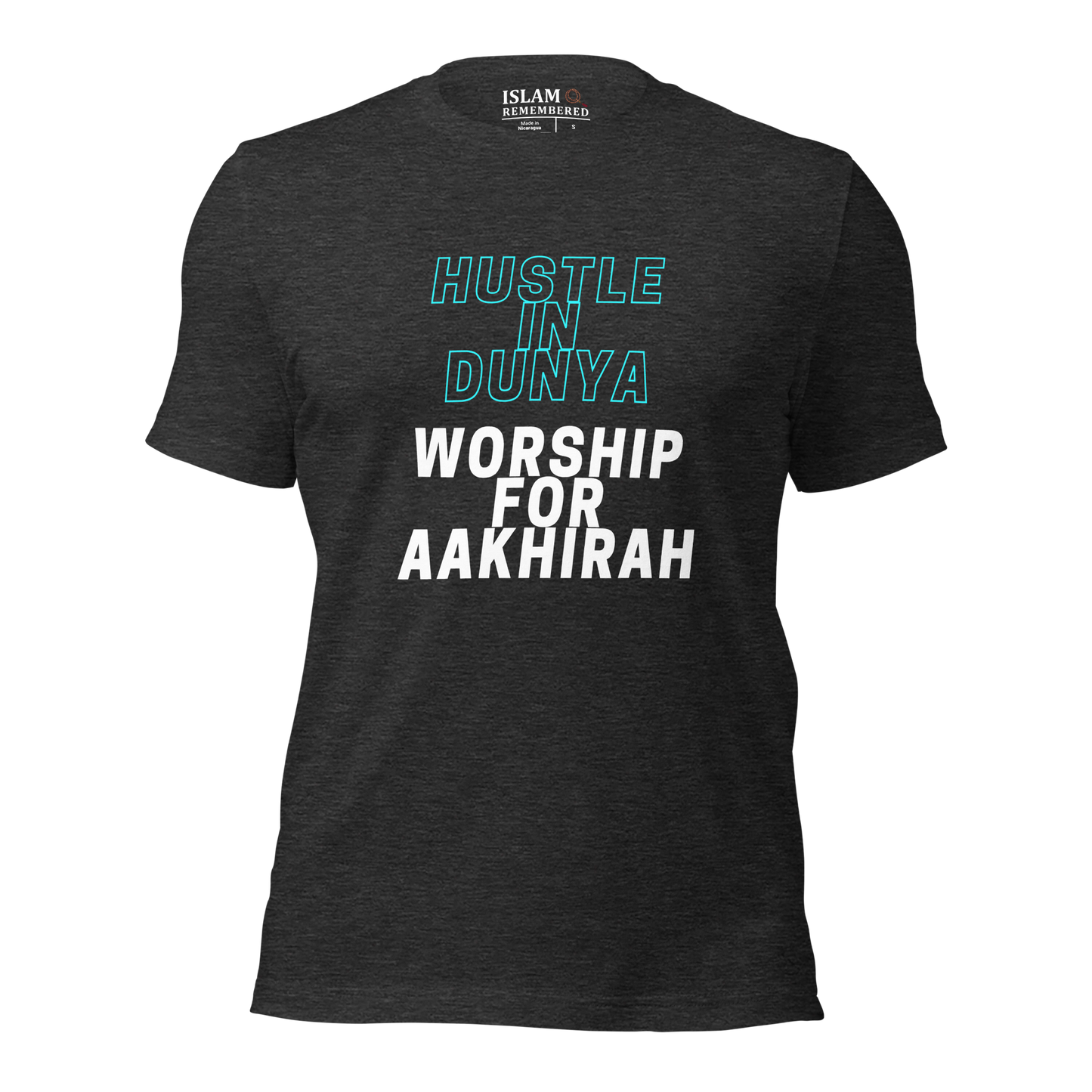 ADULT T-Shirt - HUSTLE & WORSHIP - Blue/White