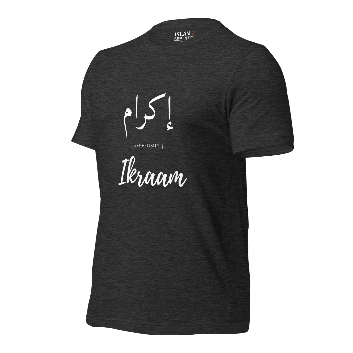 ADULT T-Shirt - IKRAAM (GENEROSITY) Arabic/English - White