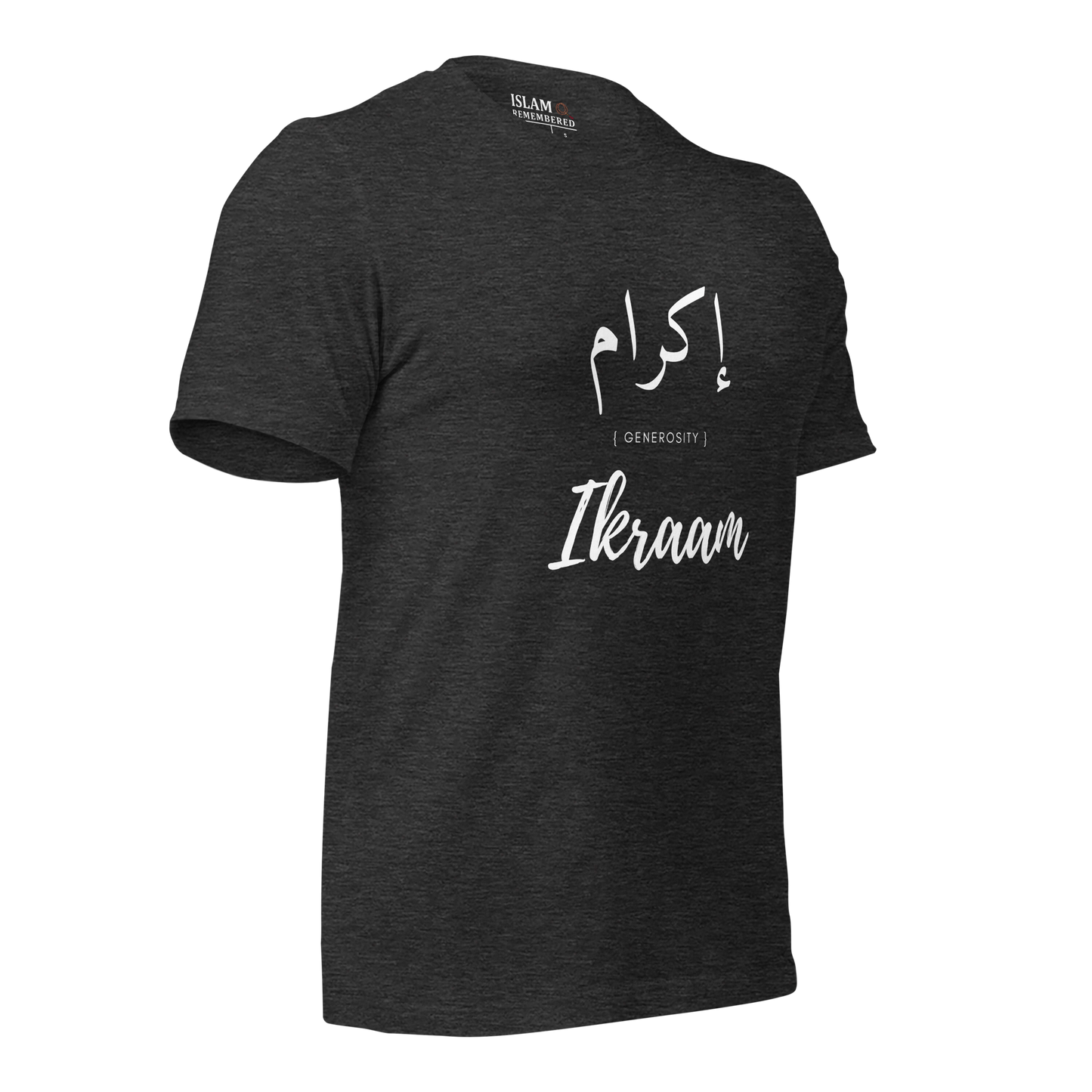 ADULT T-Shirt - IKRAAM (GENEROSITY) Arabic/English - White