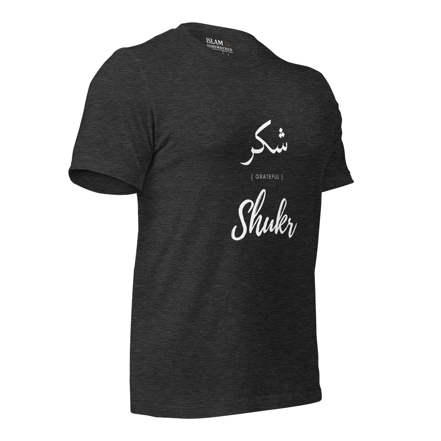 ADULT T-Shirt - SHUKR (GRATEFUL) Arabic/English - White