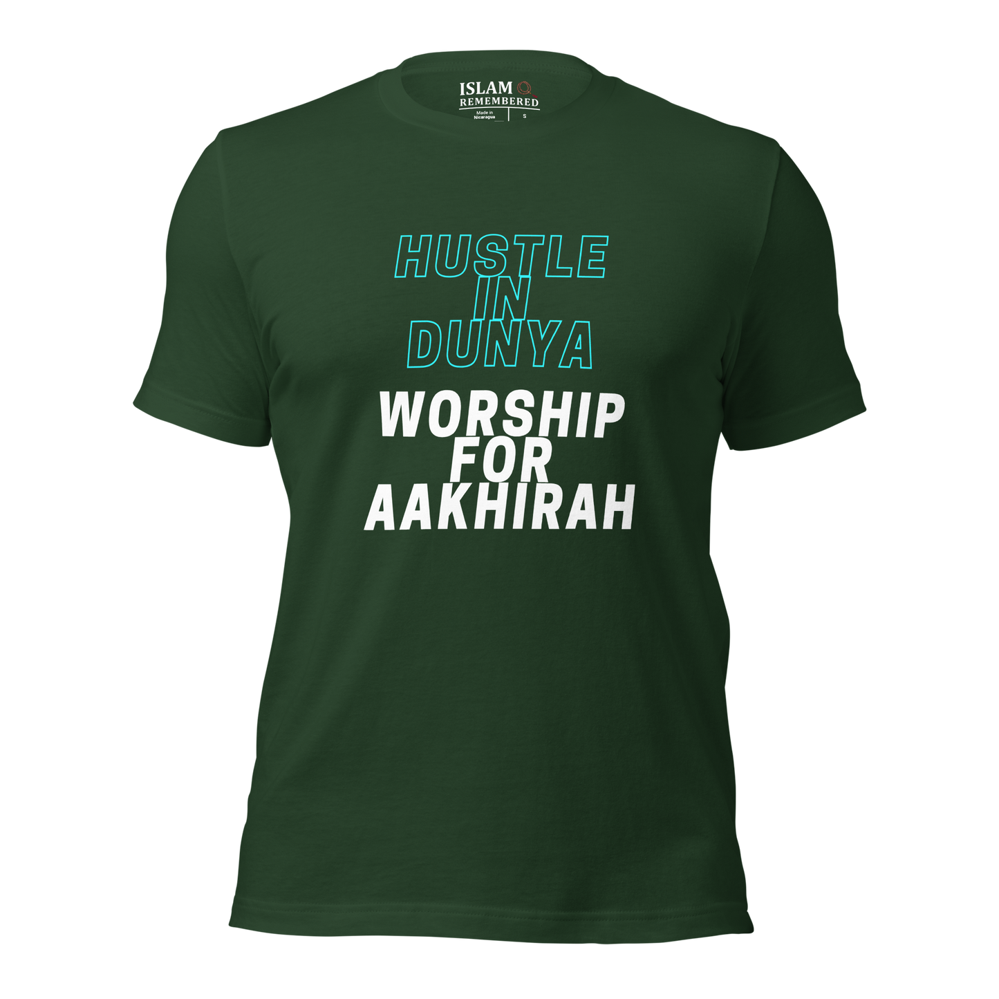 ADULT T-Shirt - HUSTLE & WORSHIP - Blue/White