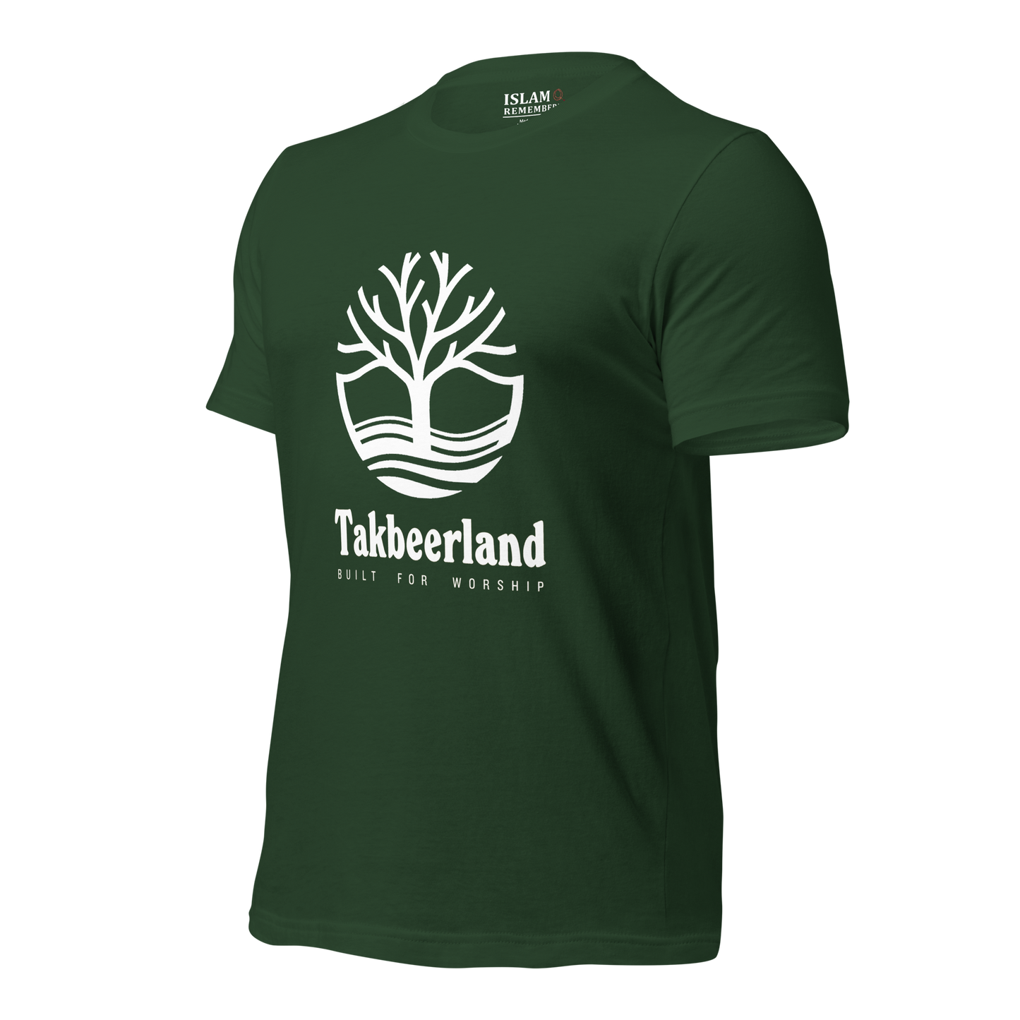 ADULT T-Shirt - TAKBEERLAND FULL LOGO (Centered/Large) - White