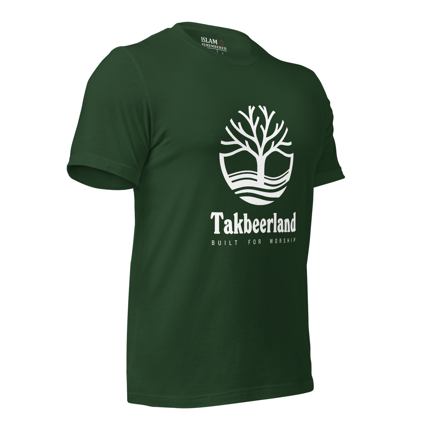 ADULT T-Shirt - TAKBEERLAND FULL LOGO (Centered/Large) - White