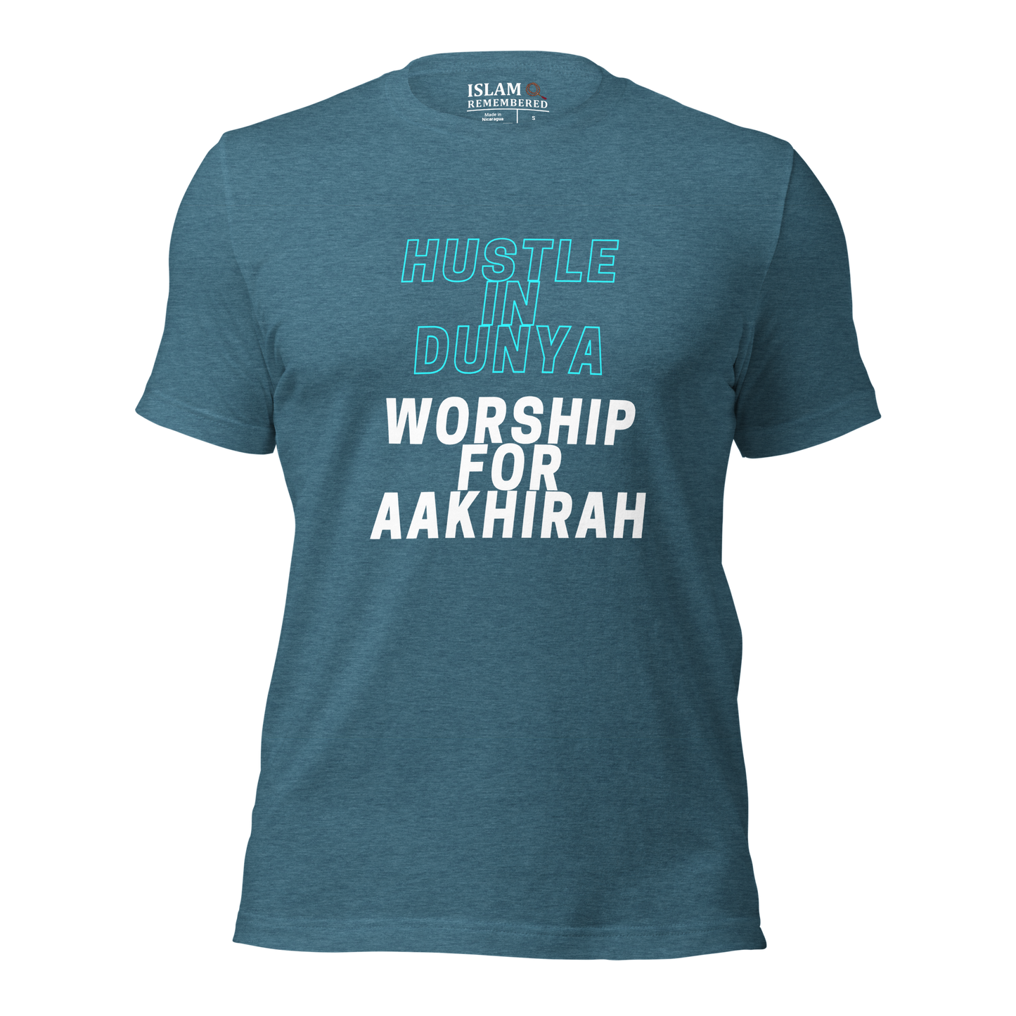 ADULT T-Shirt - HUSTLE & WORSHIP - Blue/White
