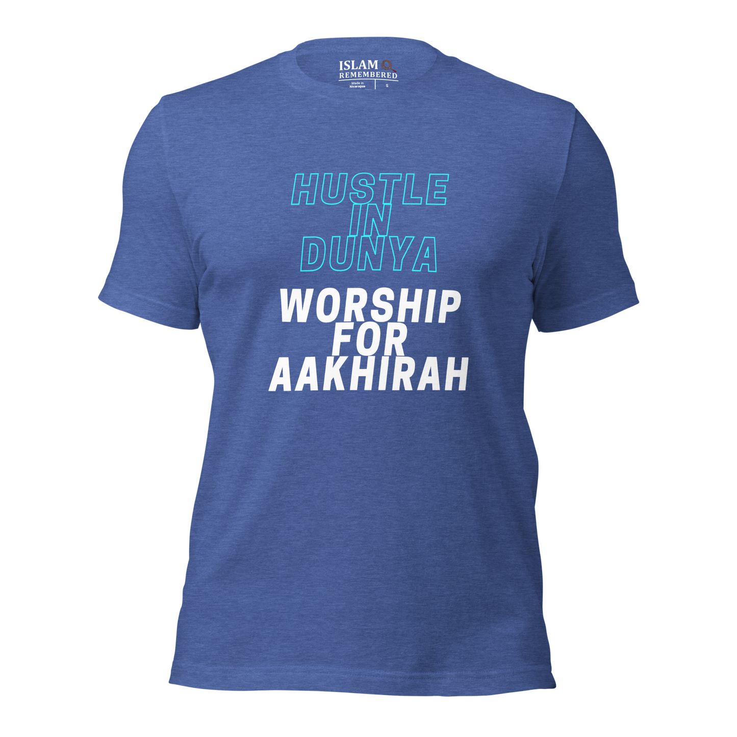 ADULT T-Shirt - HUSTLE & WORSHIP - Blue/White