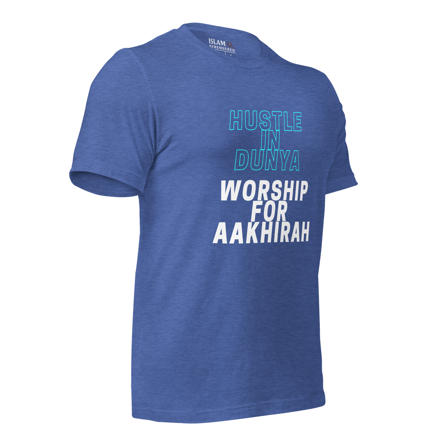 ADULT T-Shirt - HUSTLE & WORSHIP - Blue/White