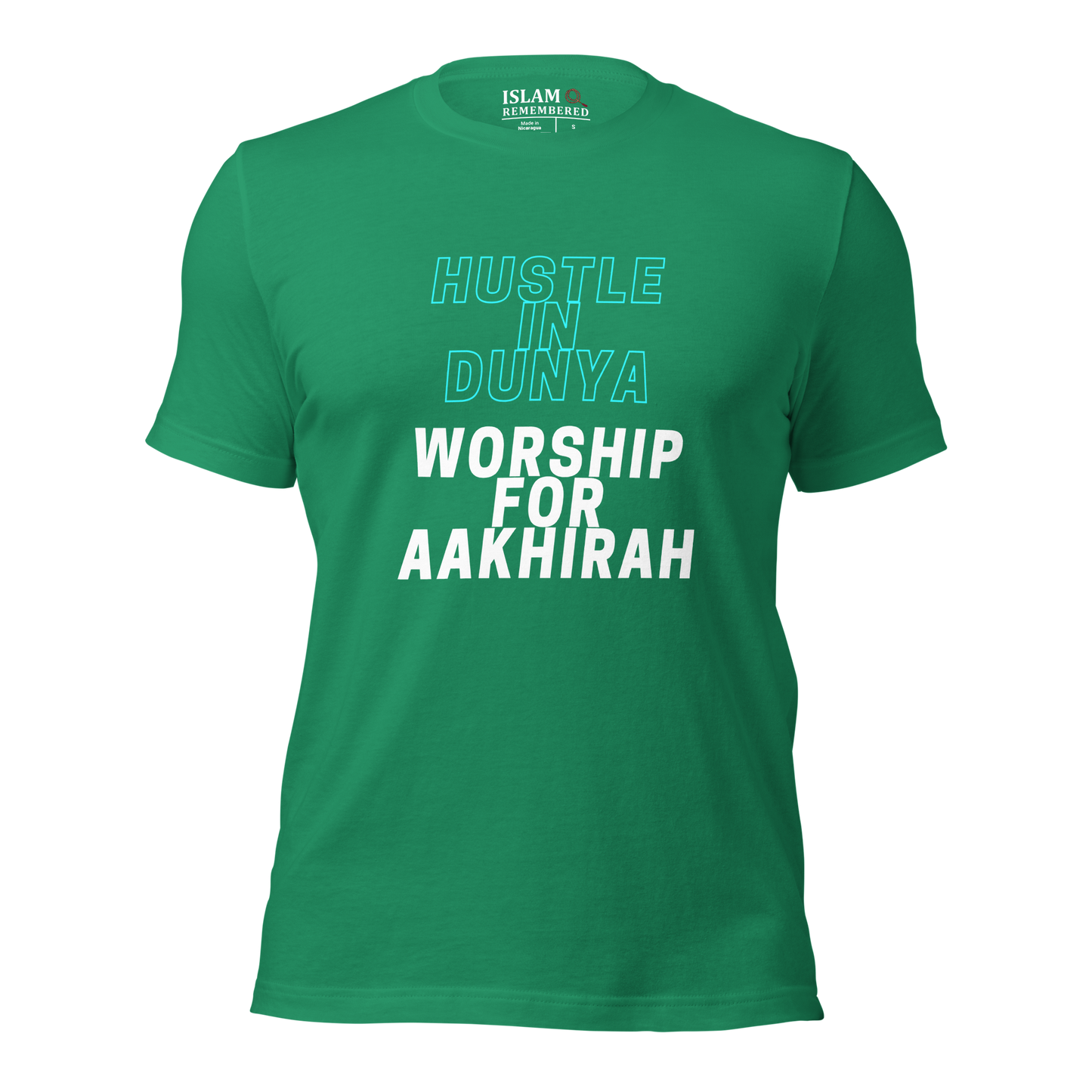 ADULT T-Shirt - HUSTLE & WORSHIP - Blue/White