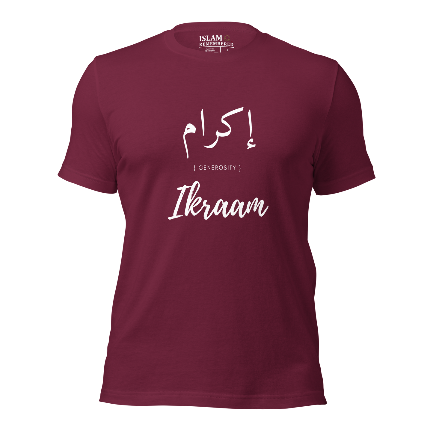 ADULT T-Shirt - IKRAAM (GENEROSITY) Arabic/English - White