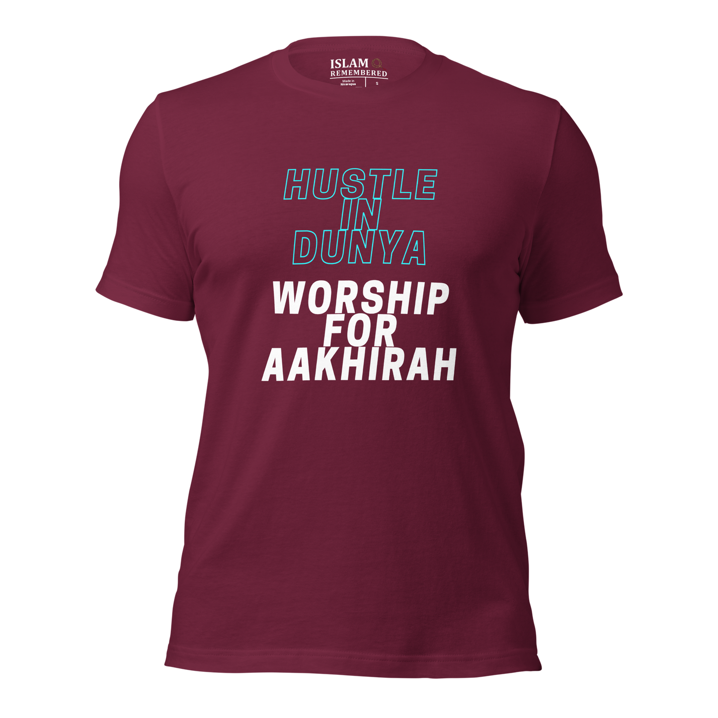ADULT T-Shirt - HUSTLE & WORSHIP - Blue/White