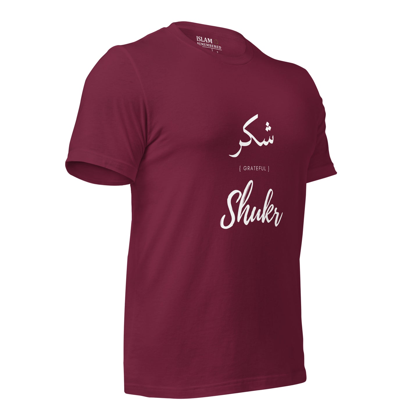 ADULT T-Shirt - SHUKR (GRATEFUL) Arabic/English - White