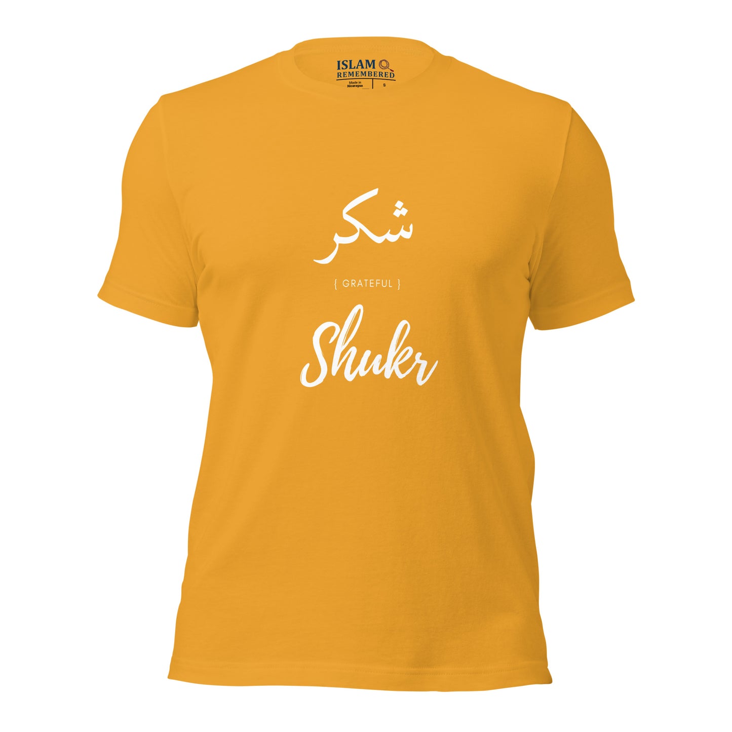 ADULT T-Shirt - SHUKR (GRATEFUL) Arabic/English - White