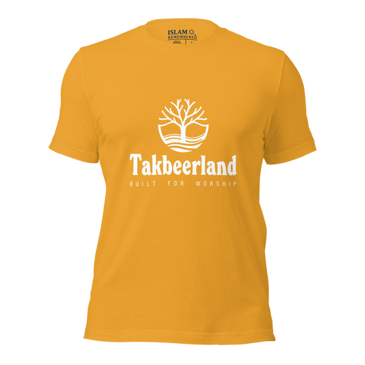 ADULT T-Shirt - TAKBEERLAND FULL LOGO (Centered/Medium) - White