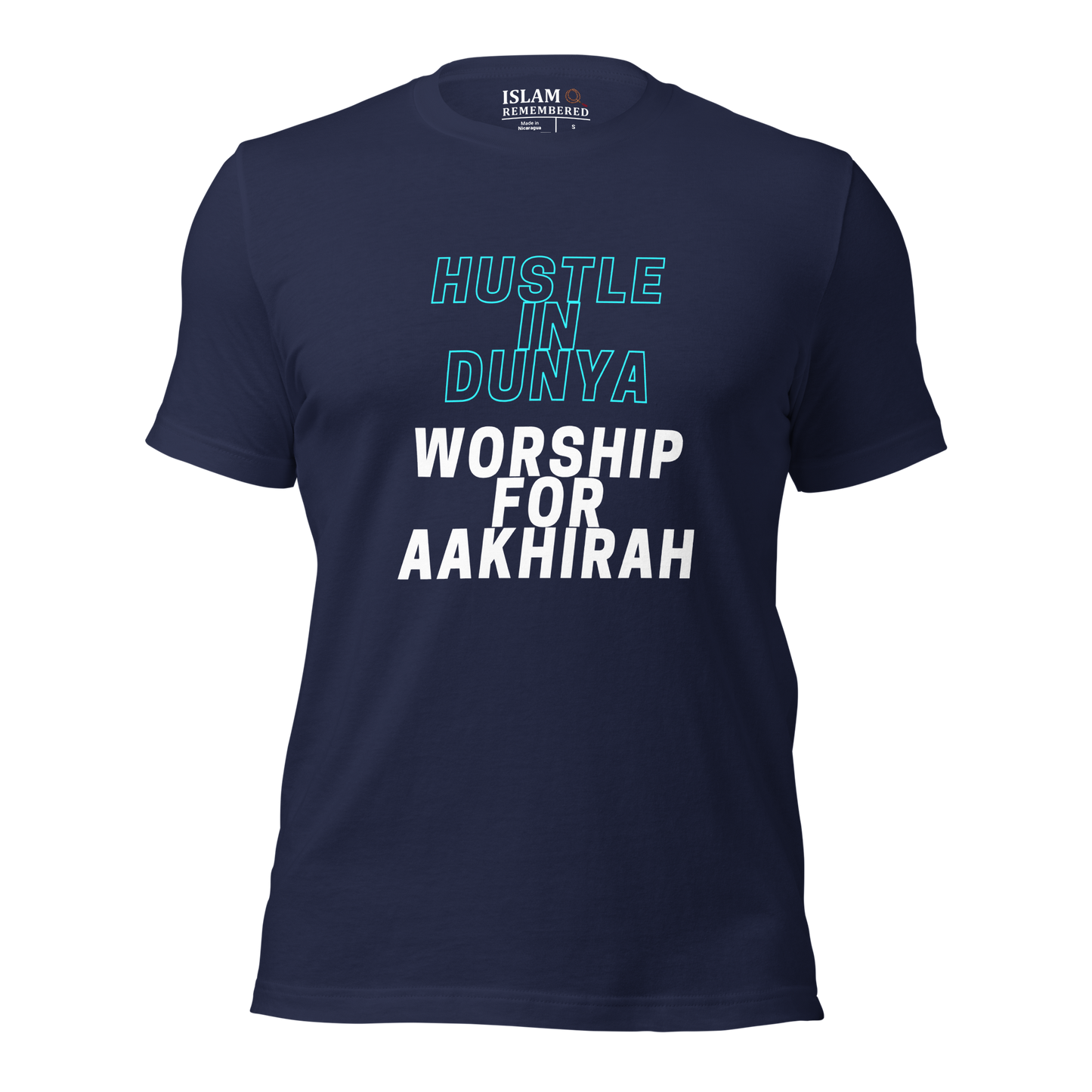 ADULT T-Shirt - HUSTLE & WORSHIP - Blue/White
