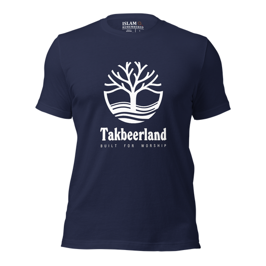 ADULT  T-Shirt - TAKBEERLAND FULL LOGO (Centered/Large) - White