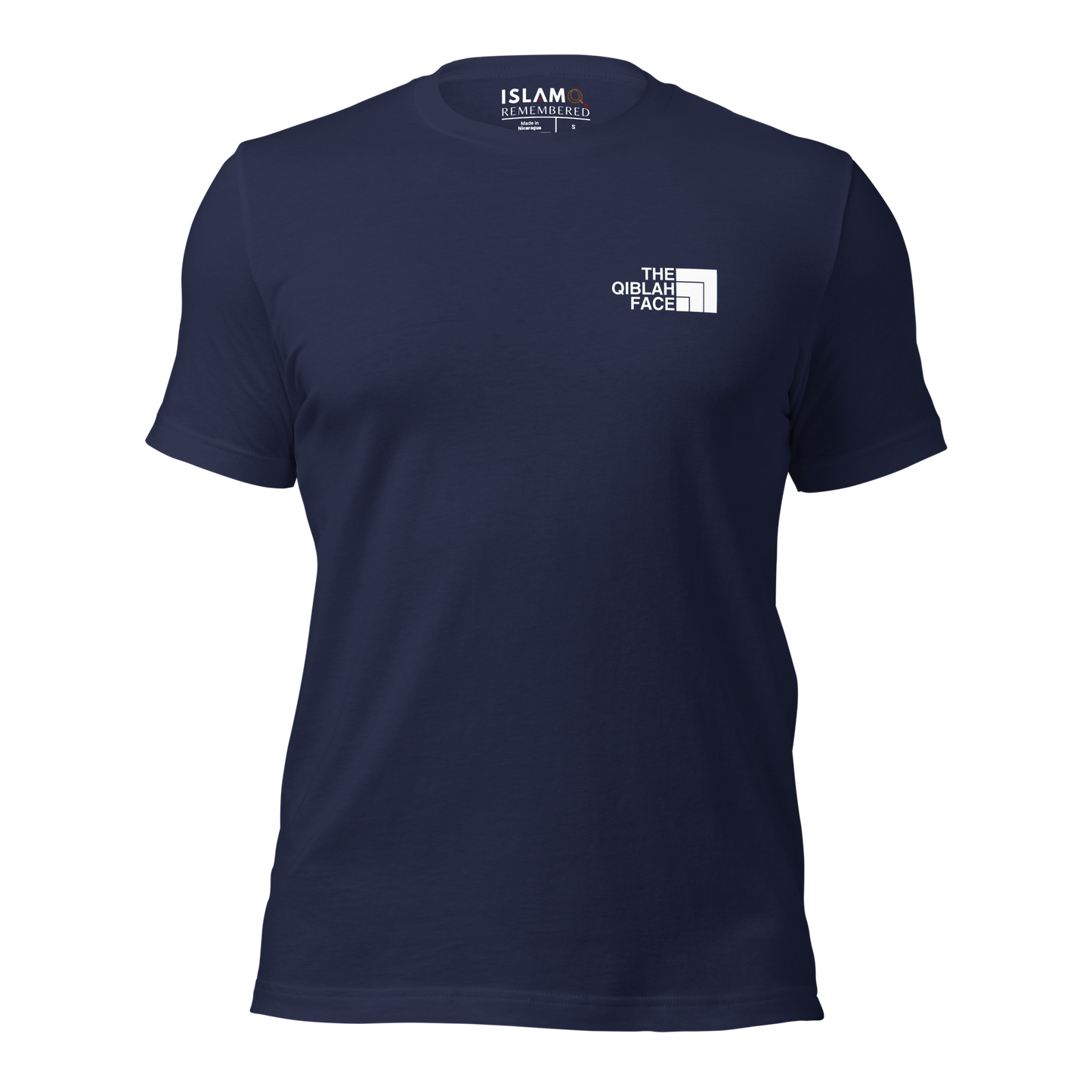 ADULT T-Shirt - THE QIBLAH FACE (Never Stop Praying - Back Logo) - White