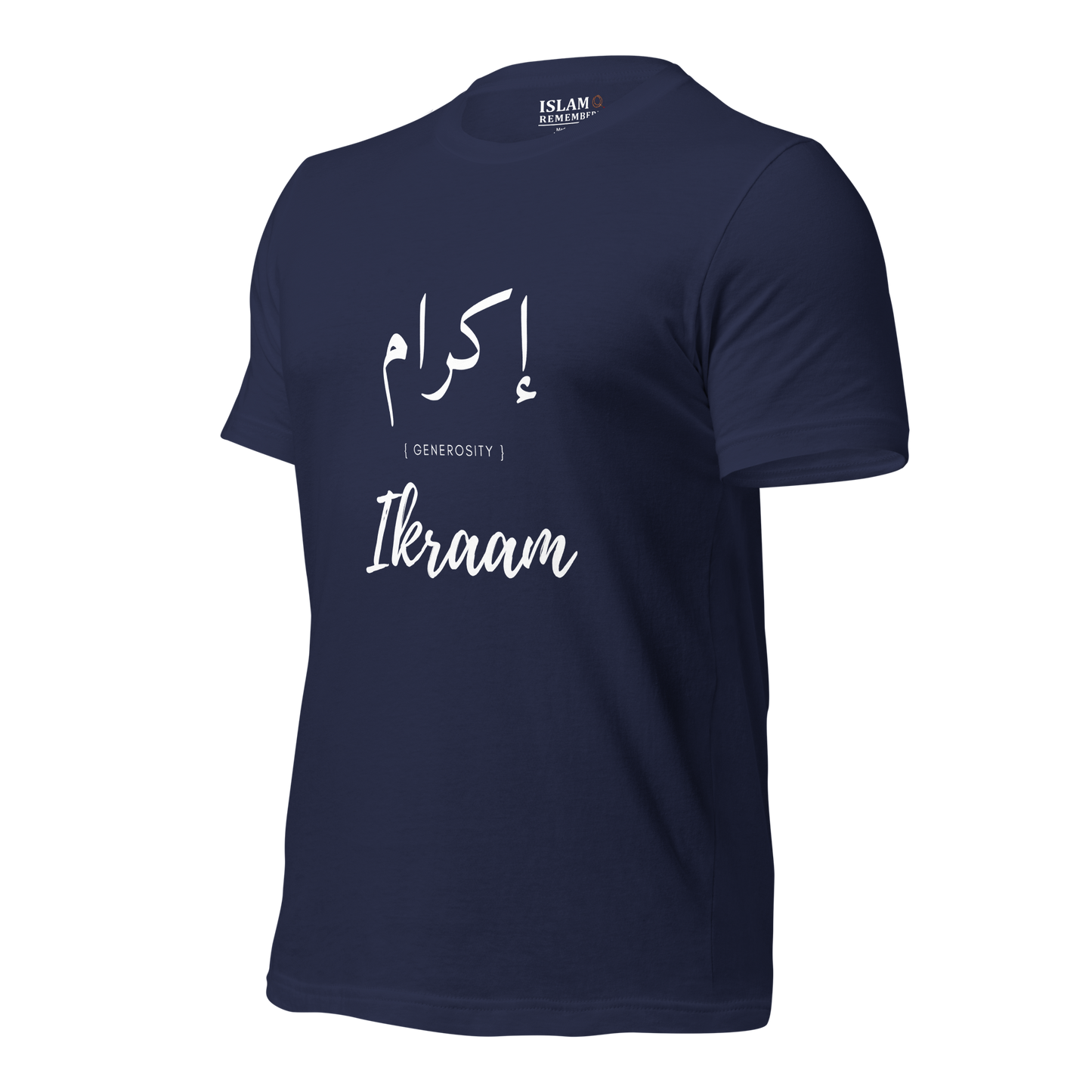 ADULT T-Shirt - IKRAAM (GENEROSITY) Arabic/English - White