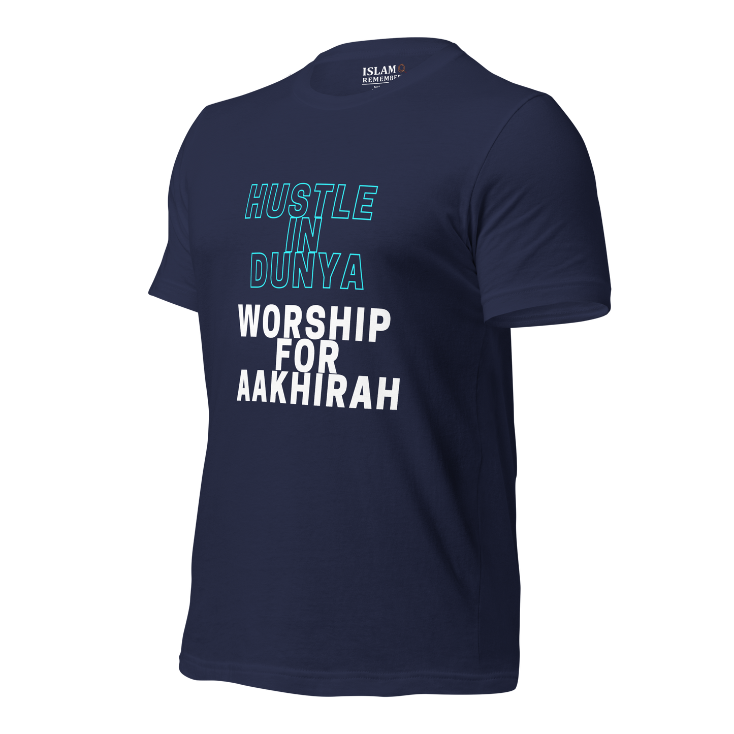 ADULT T-Shirt - HUSTLE & WORSHIP - Blue/White