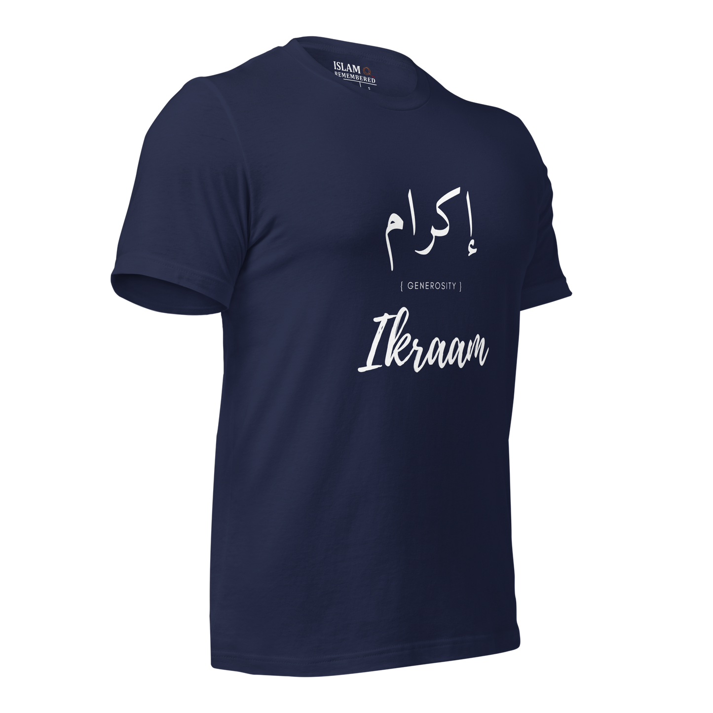 ADULT T-Shirt - IKRAAM (GENEROSITY) Arabic/English - White