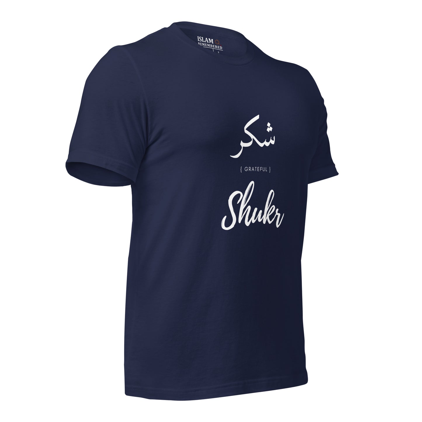 ADULT T-Shirt - SHUKR (GRATEFUL) Arabic/English - White