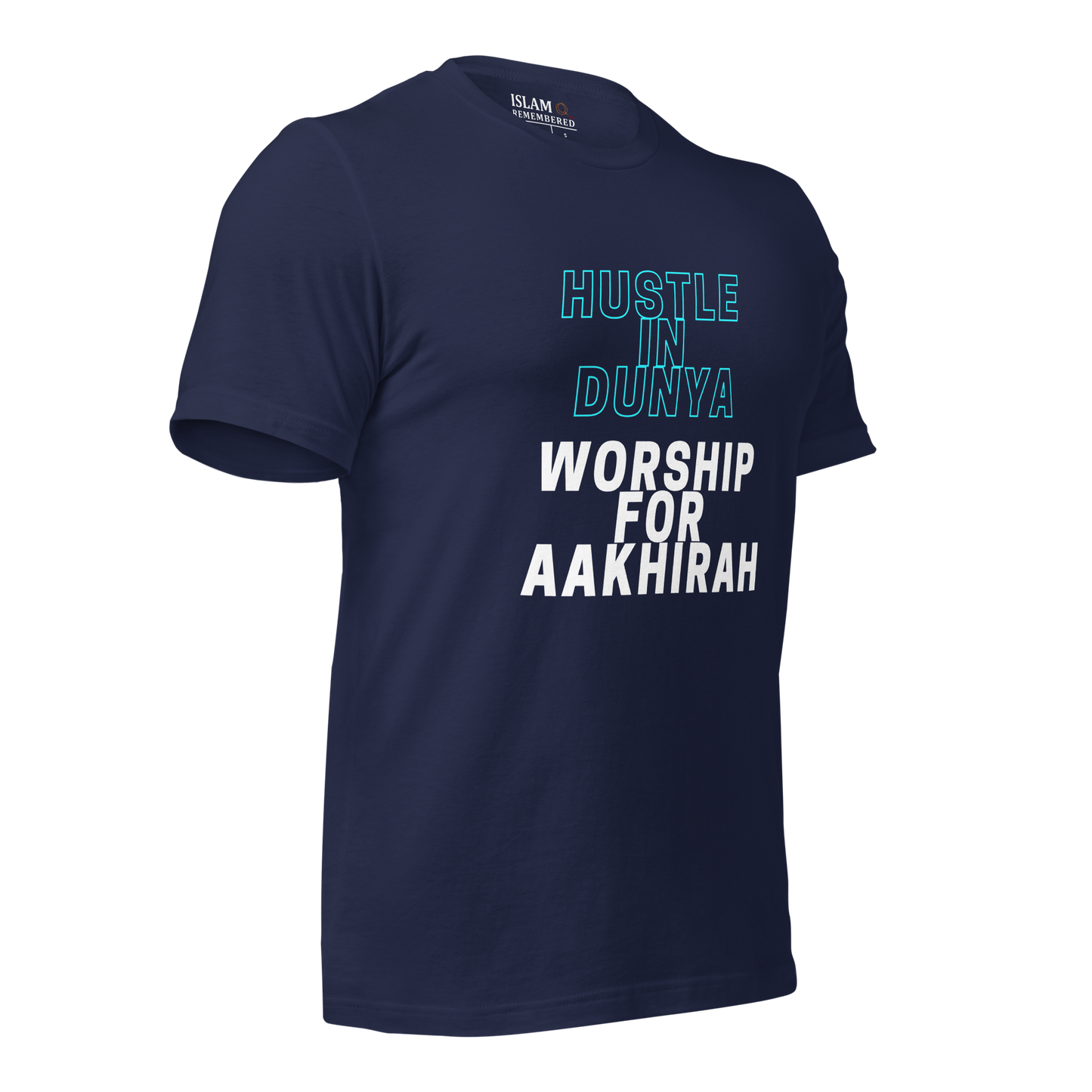 ADULT T-Shirt - HUSTLE & WORSHIP - Blue/White