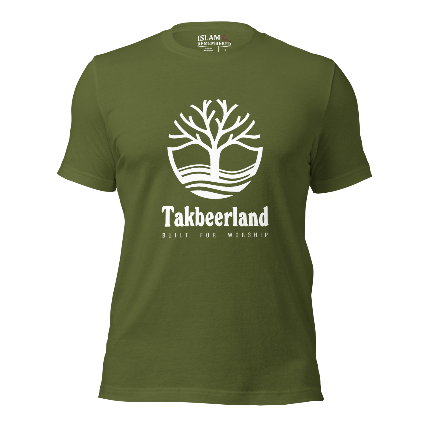 ADULT T-Shirt - TAKBEERLAND FULL LOGO (Centered/Large) - White