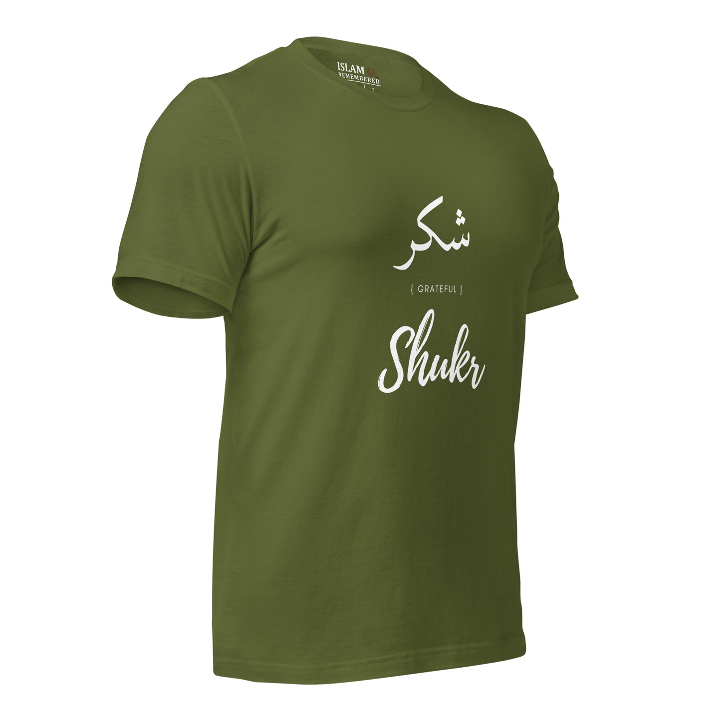 ADULT T-Shirt - SHUKR (GRATEFUL) Arabic/English - White
