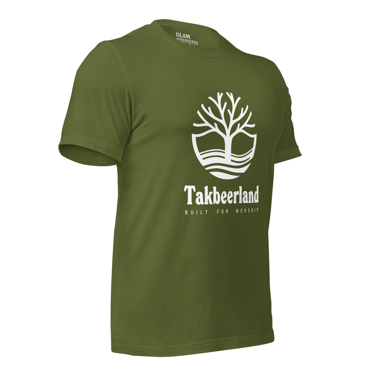 ADULT T-Shirt - TAKBEERLAND FULL LOGO (Centered/Large) - White