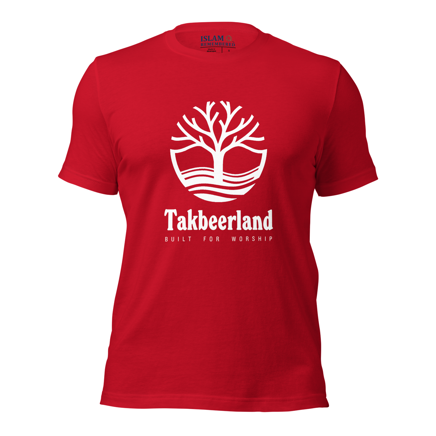ADULT T-Shirt - TAKBEERLAND FULL LOGO (Centered/Large) - White