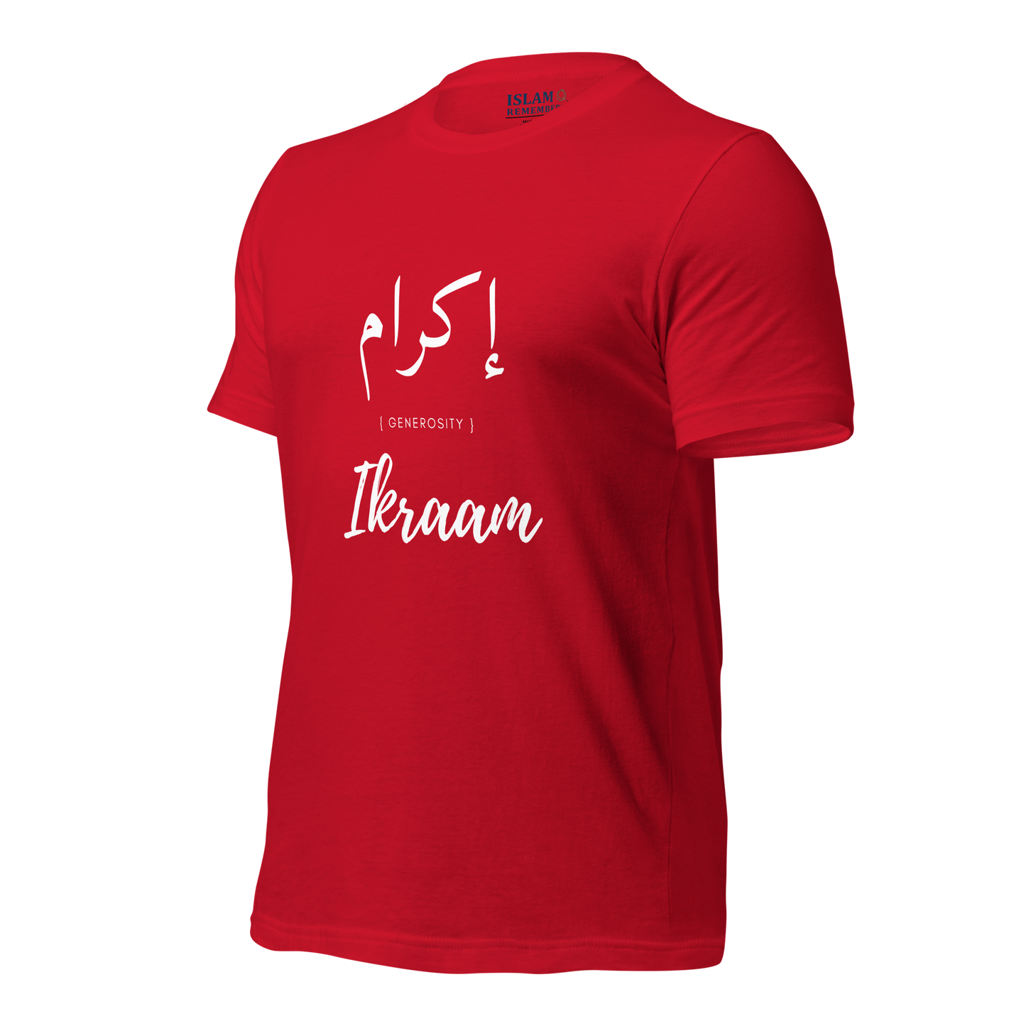 ADULT T-Shirt - IKRAAM (GENEROSITY) Arabic/English - White