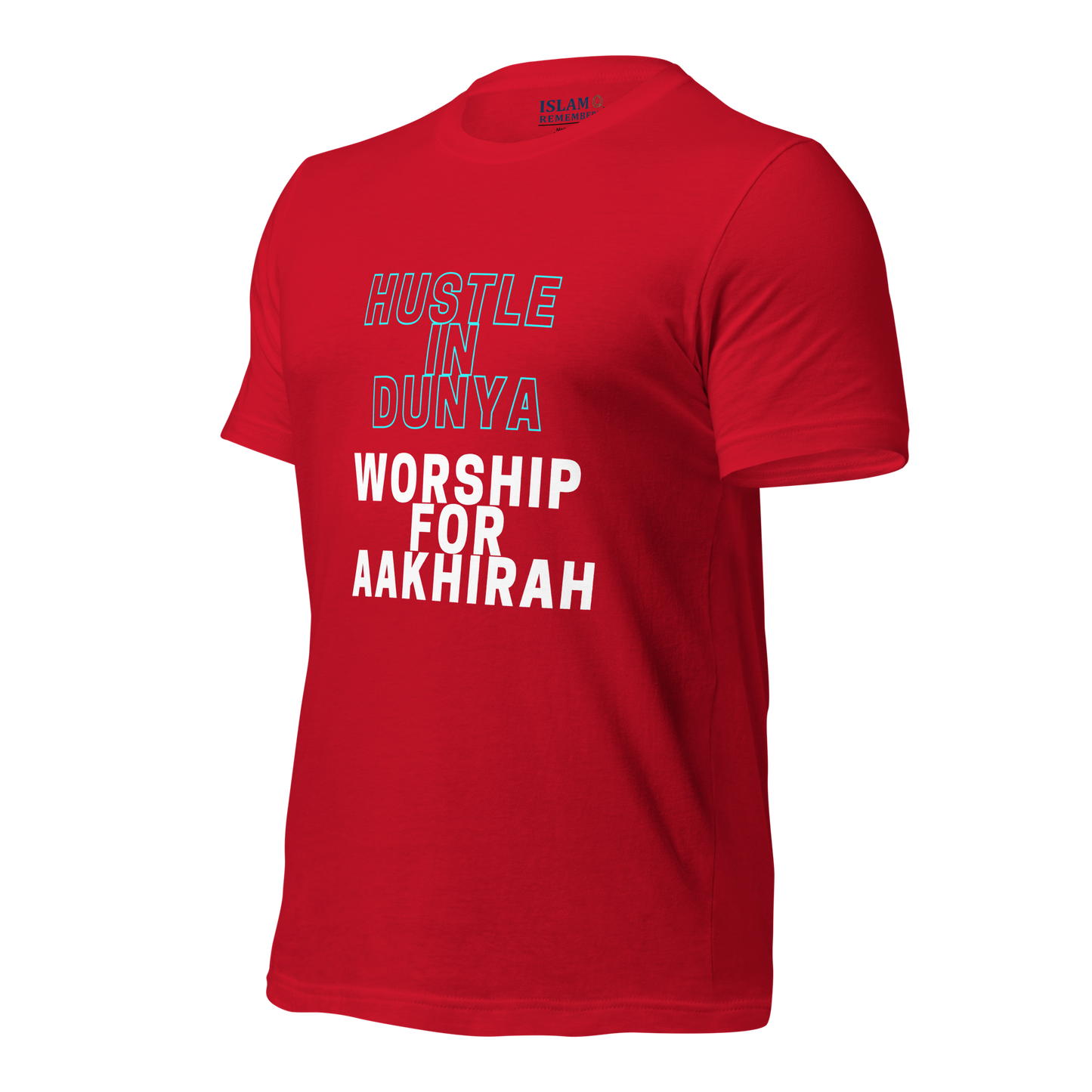 ADULT T-Shirt - HUSTLE & WORSHIP - Blue/White