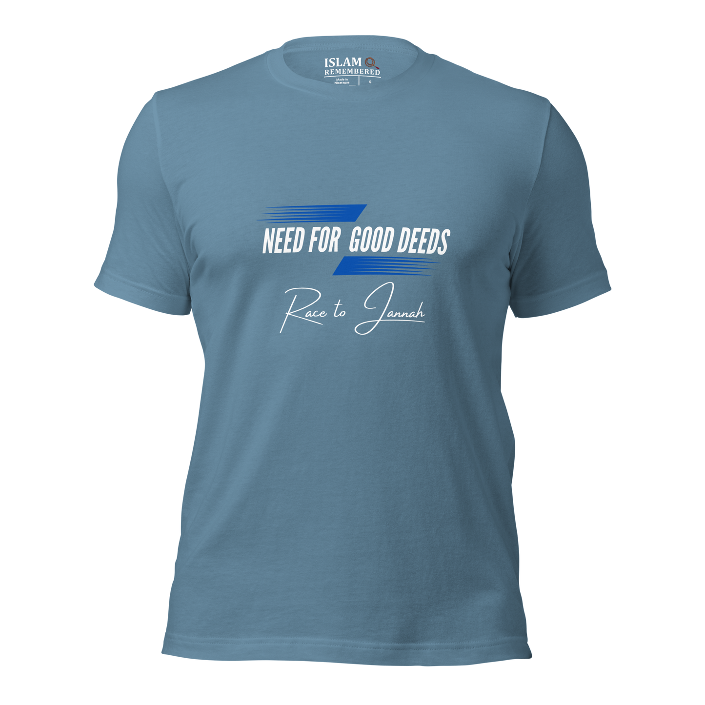 ADULT T-Shirt - NEED FOR GOOD DEEDS - White/Blue