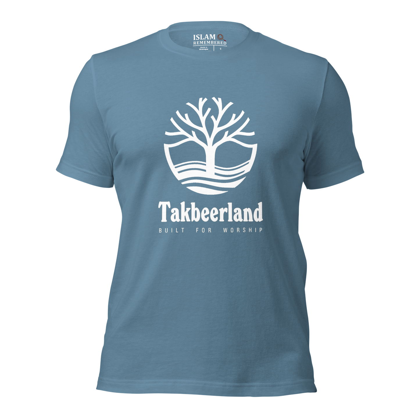 ADULT T-Shirt - TAKBEERLAND FULL LOGO (Centered/Large) - White