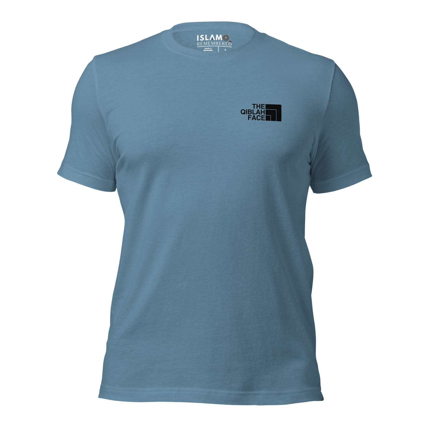 ADULT T-Shirt - THE QIBLAH FACE (Never Stop Praying - Back Logo) - Black