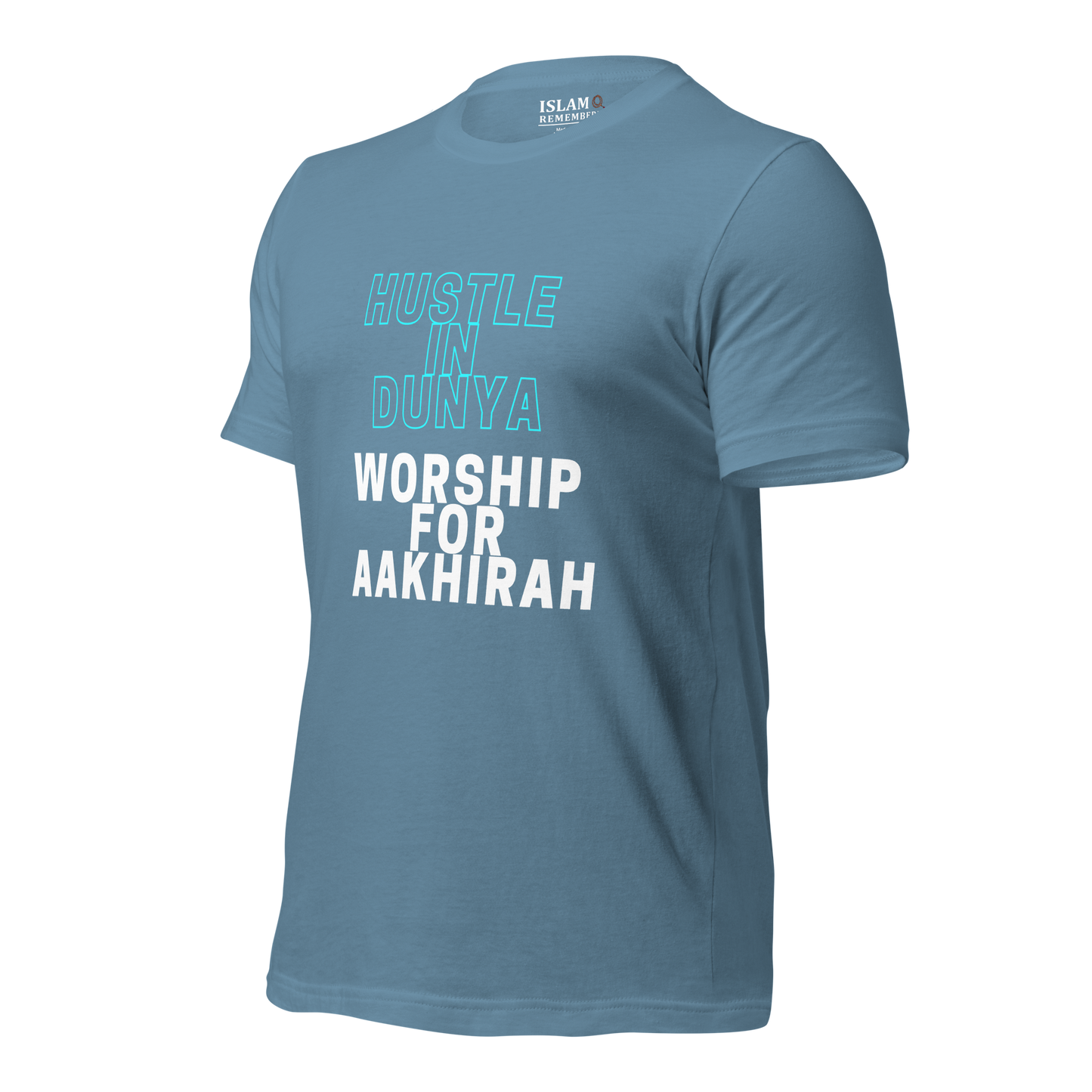 ADULT T-Shirt - HUSTLE & WORSHIP - Blue/White