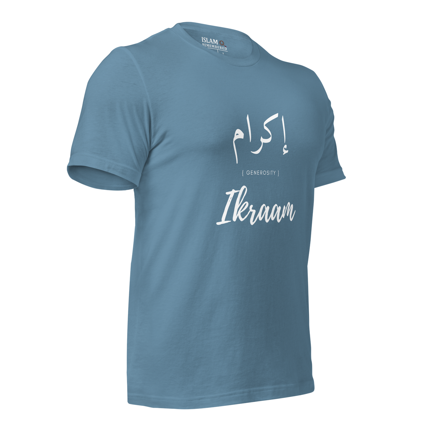 ADULT T-Shirt - IKRAAM (GENEROSITY) Arabic/English - White