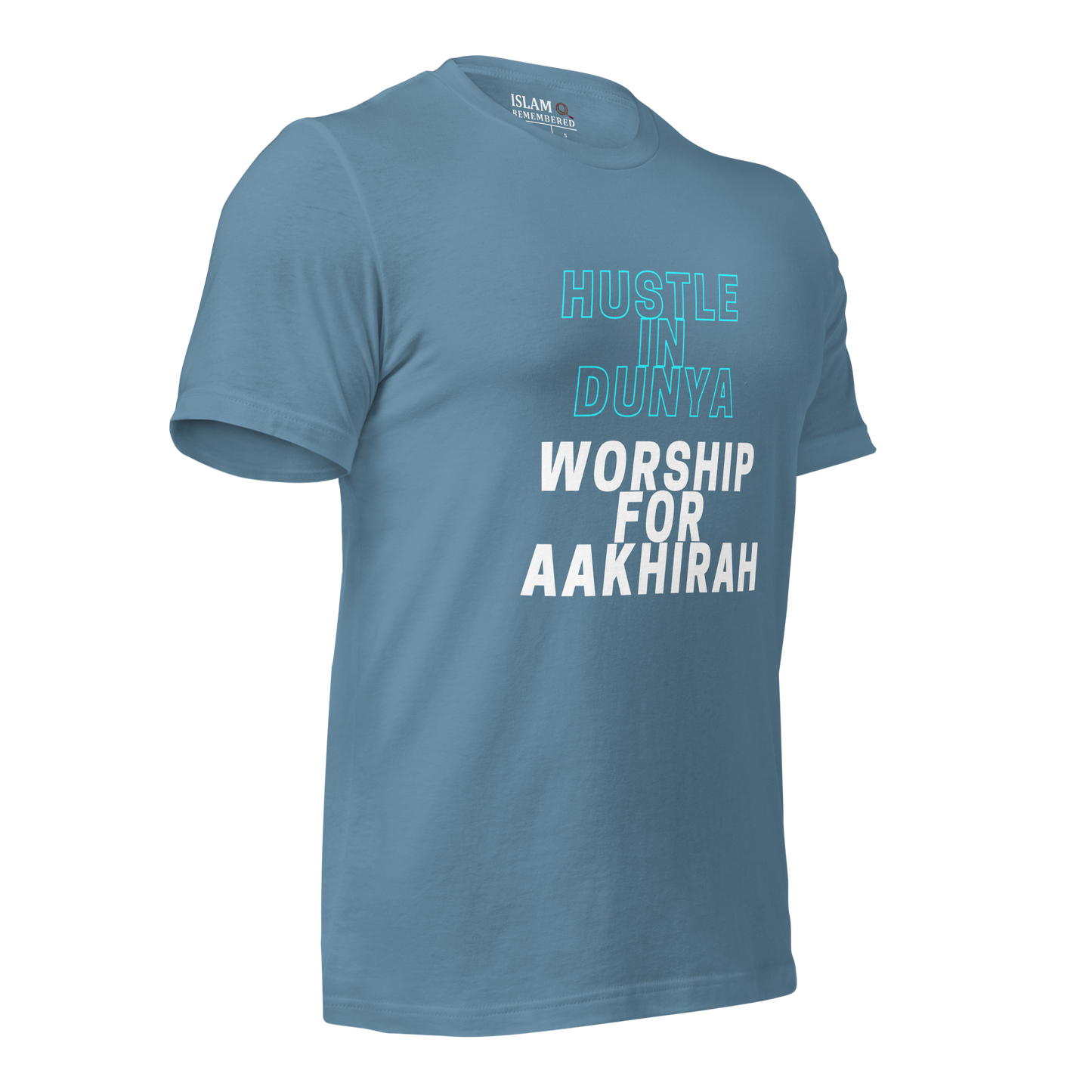 ADULT T-Shirt - HUSTLE & WORSHIP - Blue/White