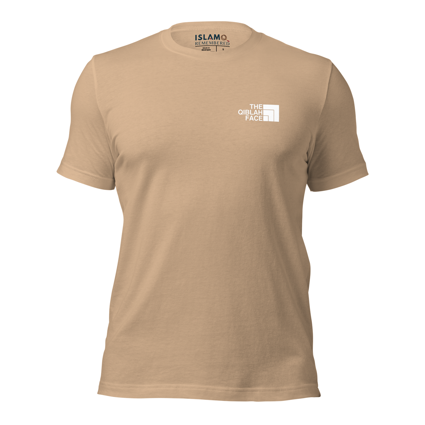 ADULT T-Shirt - THE QIBLAH FACE (Never Stop Praying - Back Logo) - White